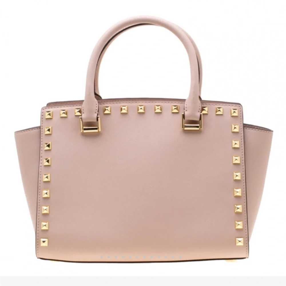 Michael Kors Selma Blush Pink Satchel with Gold Studs Like New! No tags